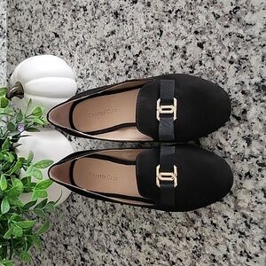 Charter Club Elegant Black Flats with Gold Accent